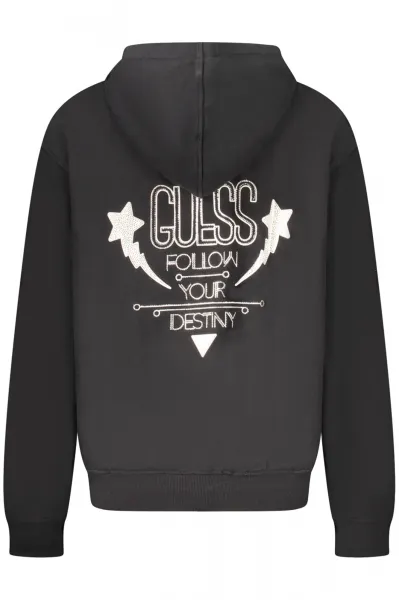 Čierna mikina GUESS JEANS s kapucňou