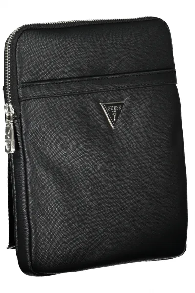 Black Mens Patterned Shoulder Bag Guess Certosa - Mens