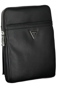 Black Mens Patterned Shoulder Bag Guess Certosa - Mens