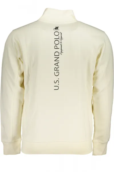 US GRAND POLO MEN'S WHITE ZIP SWEATSHIRT