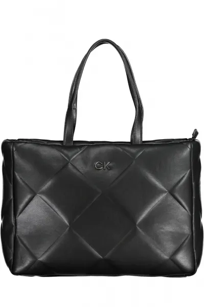 Black Women's Patterned Calvin Klein Re-Lock Quilt Tote Handbag - Women