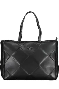 Black Women's Patterned Calvin Klein Re-Lock Quilt Tote Handbag - Women