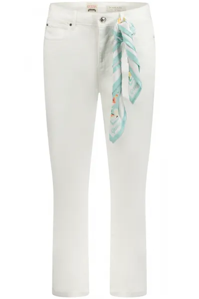 Biele dámske skinny fit džínsy so šatkou Guess 1981 Capri