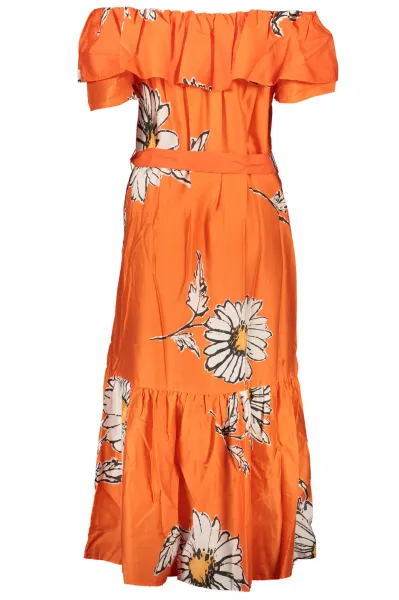 Oranžové dámske kvetované midišaty Desigual Georgeo