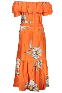 Oranžové dámske kvetované midišaty Desigual Georgeo