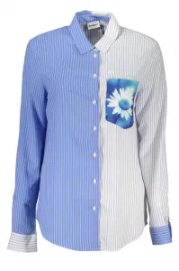 Bielo-modrá dámska pruhovaná košeľa Desigual Flower Pocket
