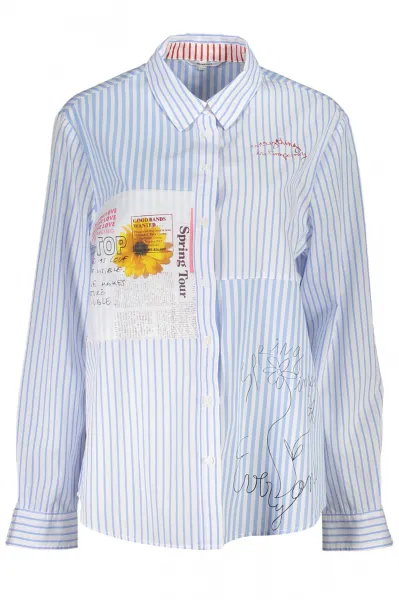 Desigual Hamburgo Striped White and Blue Shirt - Ladies