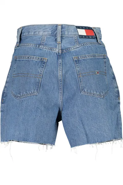 Rifľové krátke nohavice Tommy Jeans dámske,jednofarebné,vysoký pás,DW0DW17646