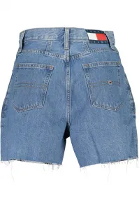 Rifľové krátke nohavice Tommy Jeans dámske,jednofarebné,vysoký pás,DW0DW17646