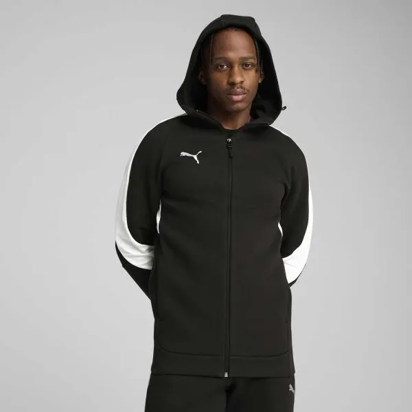 Puma TEAMEVOSTRIPE HOODED JACKET Pánska bunda, čierna, veľkosť