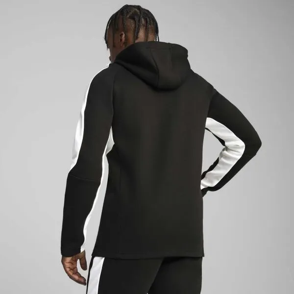 Puma TEAMEVOSTRIPE HOODED JACKET Pánska bunda, čierna, veľkosť