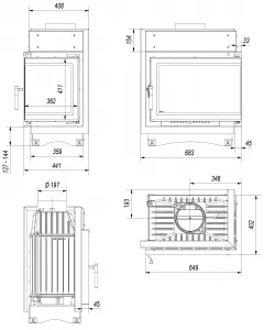Kratki MAJA 8 BS DECO pravé presklenie - krbová vložka rohová MAJA/P/BS/DECO