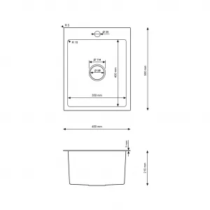 VELAZO Jednokomorový oceľový drez 40 x 50 cm PVD grafit, Velazo VELAZ4050B