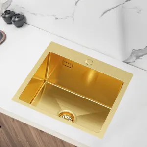 VELAZO Zlatý oceľový drez s jednou misou 46 x 45 cm, Velazo VELAZ4645G