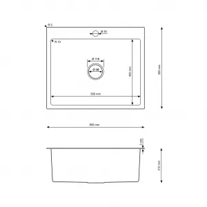 VELAZO Zlatý oceľový drez s jedným drezom 60 x 50 cm, Velazo VELAZ6050G