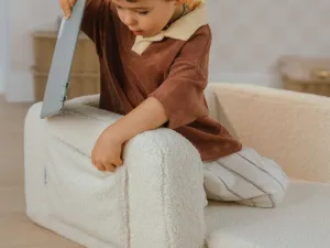 Rozkladacie penové kreslo LUMI z bouclé Zvoľte farbu: Béžová