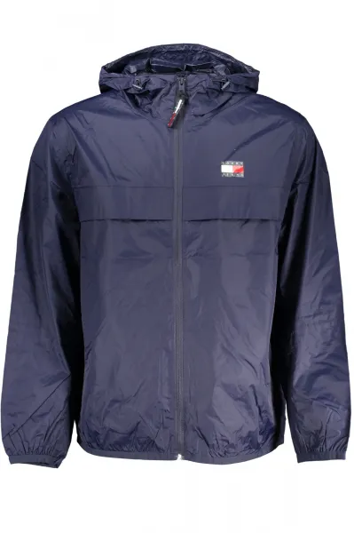 Tommy Jeans Men's Brand Logo Full Zip Elastic Cuffs And Both Waterproof High Collar Hoodie L