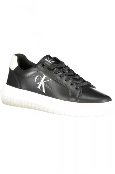 Calvin Klein Women's CHUNKY CUPSOLE LACEUP LTH ML MTL Sneaker-Black
