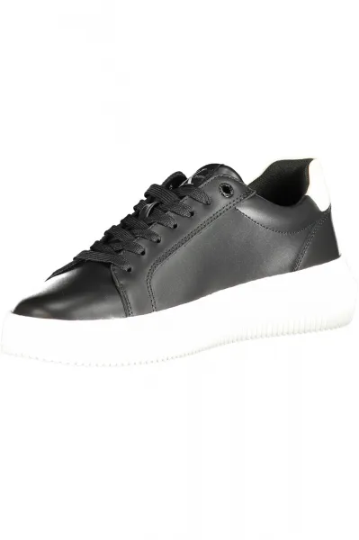 Calvin Klein Women's CHUNKY CUPSOLE LACEUP LTH ML MTL Sneaker-Black