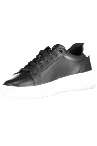 Calvin Klein Women's CHUNKY CUPSOLE LACEUP LTH ML MTL Sneaker-Black