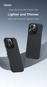 Benks Magnetic Armor Air Kevlar obal PC Frame, iPhone 16 Pro, čierny
