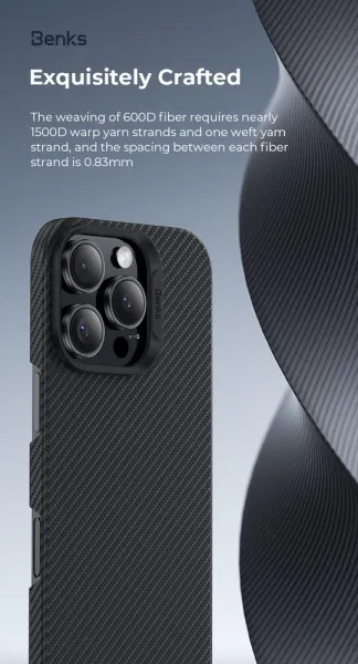 Benks Magnetic Armor Air Kevlar obal PC Frame, iPhone 16 Pro, čierny