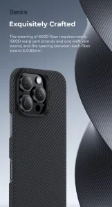 Benks Magnetic Armor Air Kevlar obal PC Frame, iPhone 16 Pro, čierny