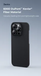 Benks Magnetic Armor Air Kevlar obal PC Frame, iPhone 16 Pro, čierny