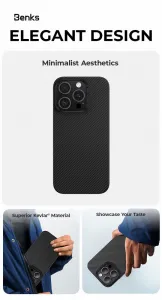 Benks Magnetic Armor Air Kevlar obal PC Frame, iPhone 16 Pro, čierny