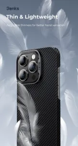 Benks Magnetic Armor Air Kevlar obal PC Frame, iPhone 16 Pro, čierny