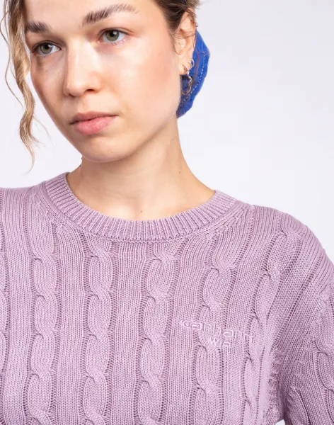 Carhartt WIP W' Carter Knit T-Shirt Pink Fog garment dyed S
