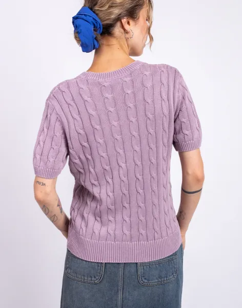 Carhartt WIP W' Carter Knit T-Shirt Pink Fog garment dyed S