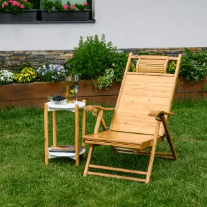 Záhradné polohovacie kreslo, prírodná, bambus, VARDON