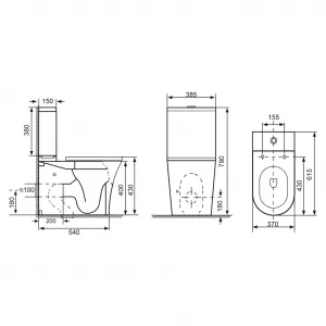 Bruckner - DARIO RIMLESS WC kombi misa s nádržkou, spodný/zadný odpad, biela 201.437.4