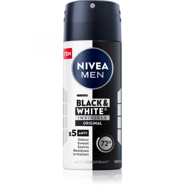 NIVEA MEN Invisible Black & White antiperspirant v spreji pre mužov 100 ml