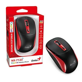 Myš bezdrátová, Genius NX-7123, černo-červená, optická, 1200DPI