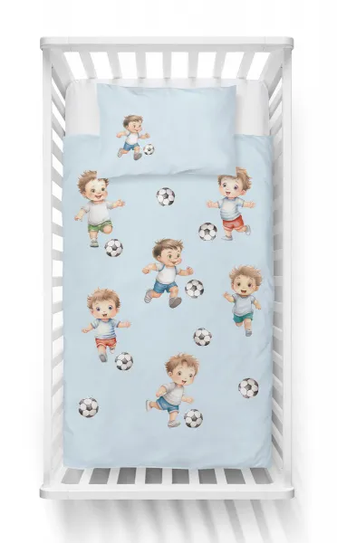 Obliečky do detskej postieľky bavlnené, Malí futbalisti