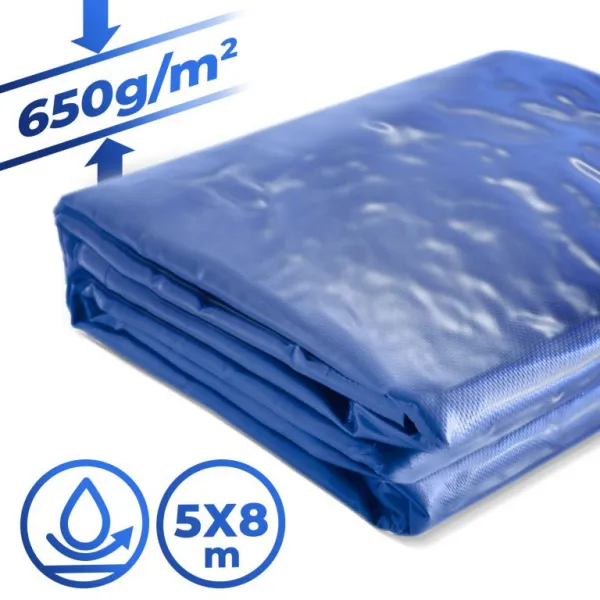 JAGO Plachta 650 g/m², hliníkové oká, modrá, 5 x 8 m