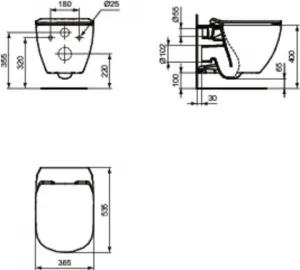 CERSANIT predstenový inštalačný systém s čiernym tlačidlom K97-0637 + WC Ideal Standard Tesi so sedadlom SoftClose, AquaBlade K97-526 0637 TE1