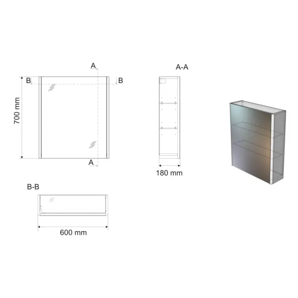 DENEB galerka 60x70x18cm, biela matná DN060