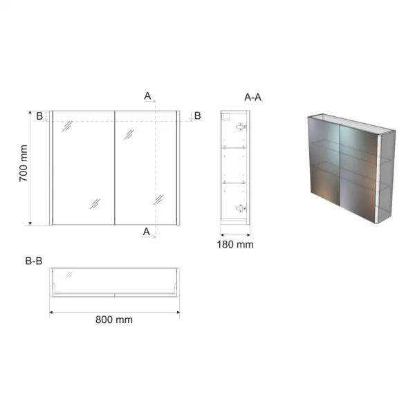 DENEB galerka 80x70x18cm, biela matná DN080