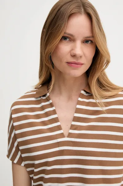 Polo tričko Tommy Hilfiger dámske, hnedá farba, WW0WW46512