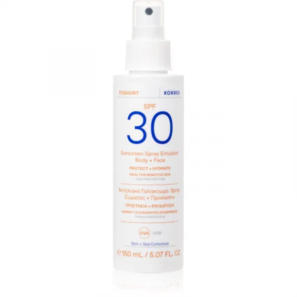 Korres Yoghurt Sunscreen opaľovacia emulzia v spreji na tvár a telo 150 ml