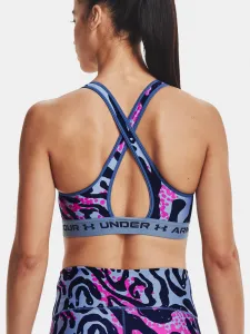 Modrá vzorovaná športová podprsenka Under Armour UA Crossback Mid Print