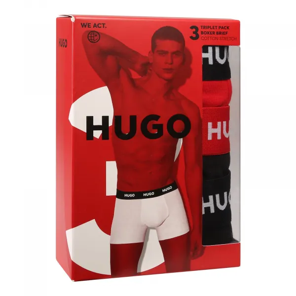 3PACK pánske boxerky HUGO viecfarebné (50532613 986) S, trenky