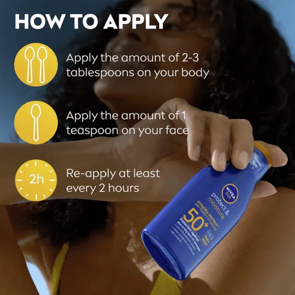 NIVEA SUN Protect & Moisture hydratačné mlieko na opaľovanie SPF 50+ 100 ml
