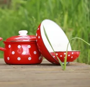 BELIS smaltovaná miska biele bodky, 26 cm
