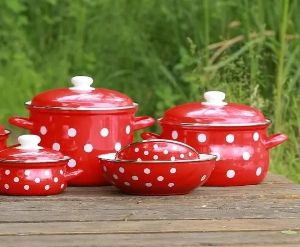 BELIS smaltovaná miska biele bodky, 26 cm