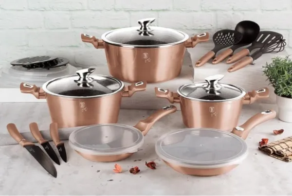 Nepriľnavá sada hrncov 22 ks, Rose Gold BerlingerHaus