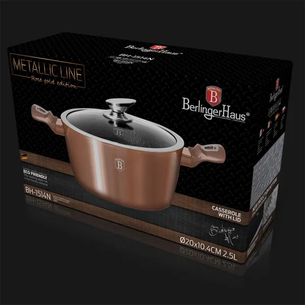 Nepriľnavý hrniec 20 cm, Rosegold BerlingerHaus